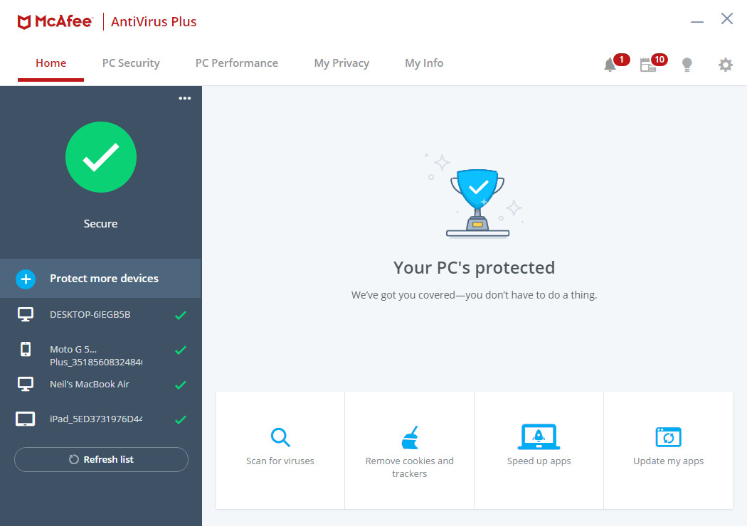 آنتی‌ویروس تحت شبکه McAfee Antivirus Plus
